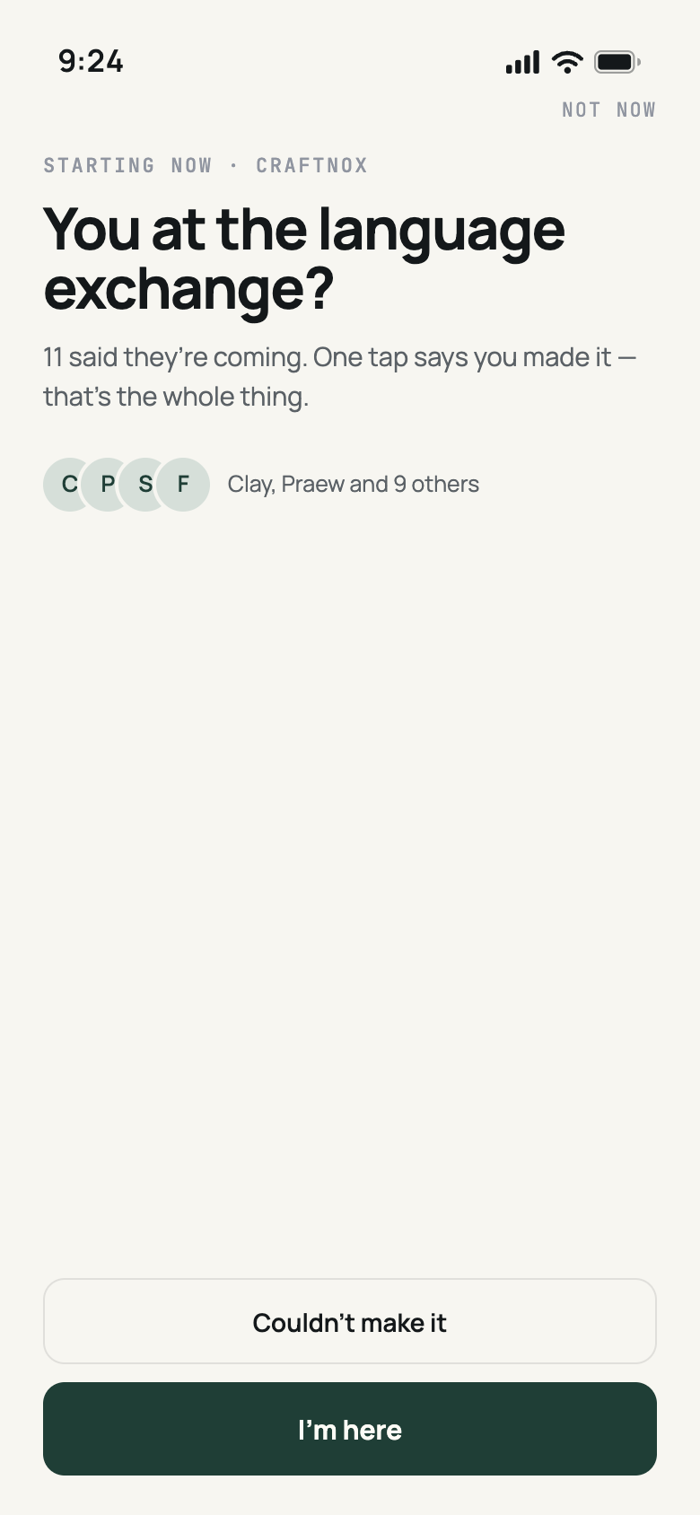 Check-in sul posto con un tocco